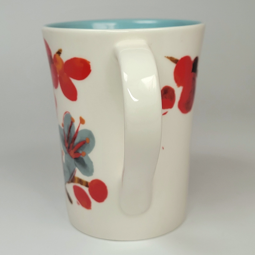 Starbucks 2008 Coffee CHERRY BLOSSOM 12oz Mug Cup Blue & Red Flower - Picture 7 of 8